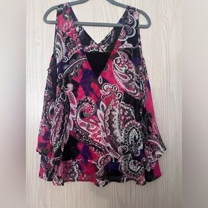 Lane Bryant Vibrant Pink Paisley Women's Top